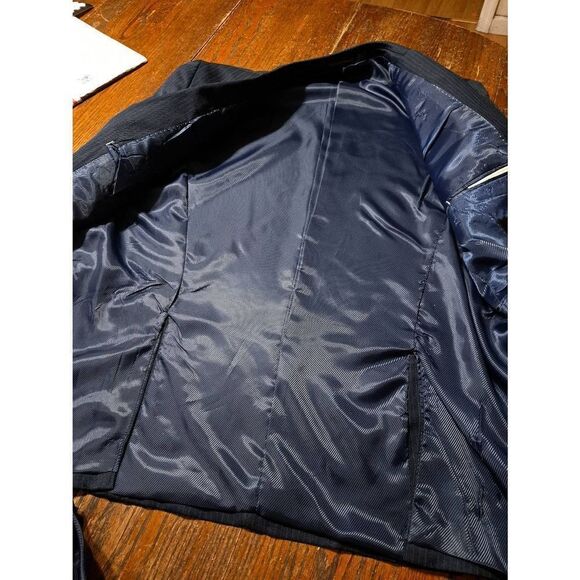 New 40R Umlerto Bonelli 1303 St Angelo Blue Pinstripe Suit Coat Blazer Vest NWT - Picture 6 of 8